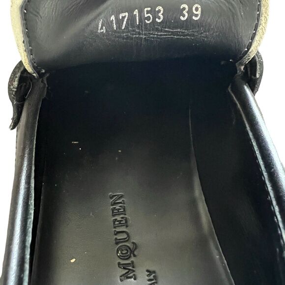 ALEXANDER MCQUEEN Two Tone Leather Loafers Black White Size 39 - Picture 10 of 12